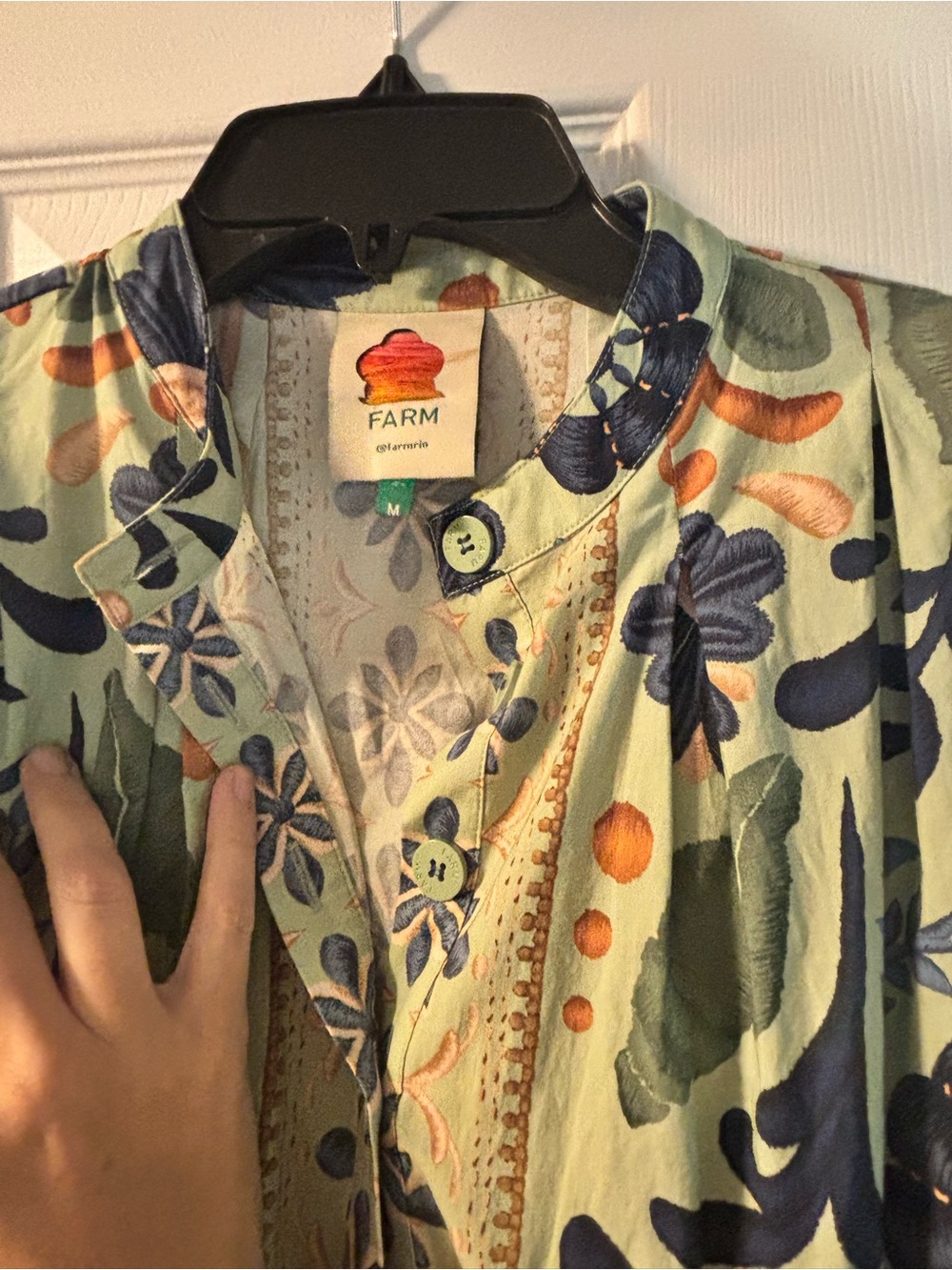Farm RIO size M Floral Puff-Sleeve Women’s Romper in Mint Green - Picture 4 of 6
